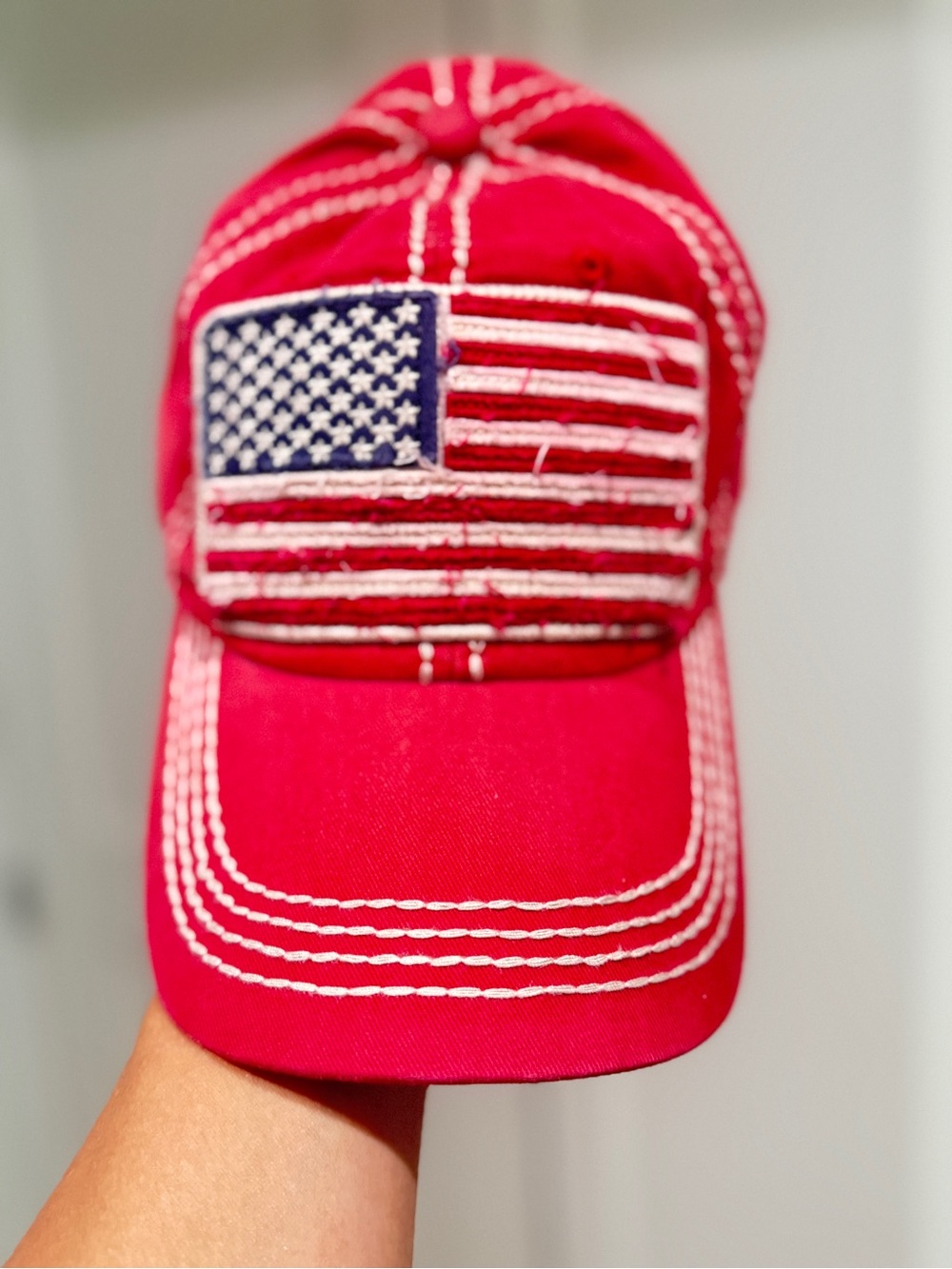 Red American Flag Baseball Cap - Unbranded